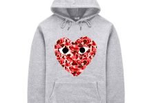 Comme des garcons camo heart gray hoodie