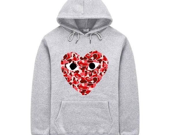 Comme des garcons camo heart gray hoodie